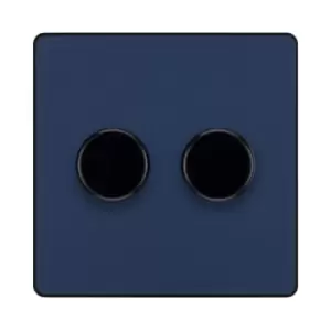Image of BG Evolve Matt Blue Trailing Edge LED 200W Double Dimmer Switch 2-Way Push On/Off - PCDDB82B