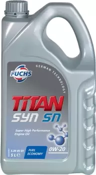 Image of FUCHS TITAN SYN SN SAE 0W-20 ENGINE OIL LUBRICANT 5 LITRES API SN