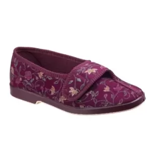 GBS Wilma Ladies Wide Fit Slipper Female Wine UK Size 3