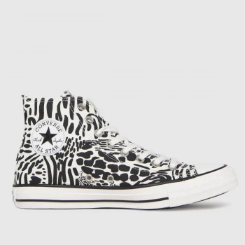 image of Converse White & Black Jungle Art Hi Trainers