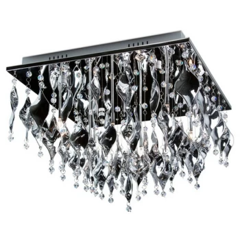 image of Linea Verdace Harlekijn Glass & Crystal Ceiling Light Chrome