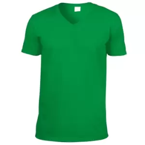 image of Gildan Mens Soft Style V-Neck Short Sleeve T-Shirt (M) (Irish Green)