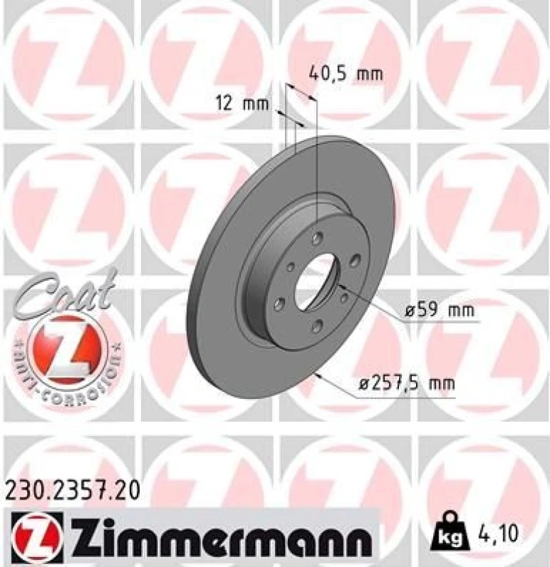 Image of ZIMMERMANN Brake disc ZIMMERMANN 230.2357.20