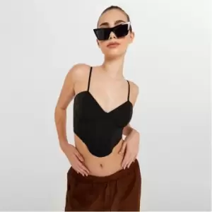 image of Missguided Sweetheart Neck Corset Crop Top - Black