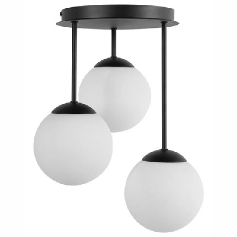 Image of Beliani 3 Light Pendant Lamp Riana Glass Black