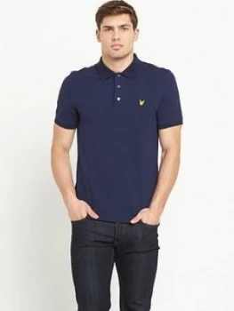 Image of Lyle & Scott Pique Polo Top, Navy Size M Men