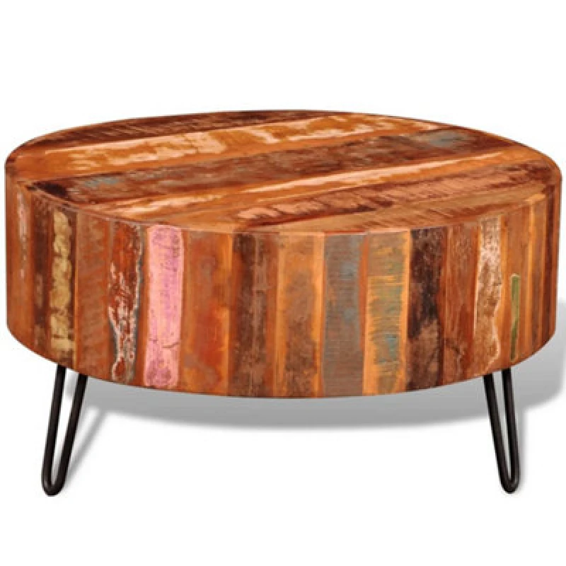 Image of Vidaxl Coffee Table Solid Reclaimed Wood Round