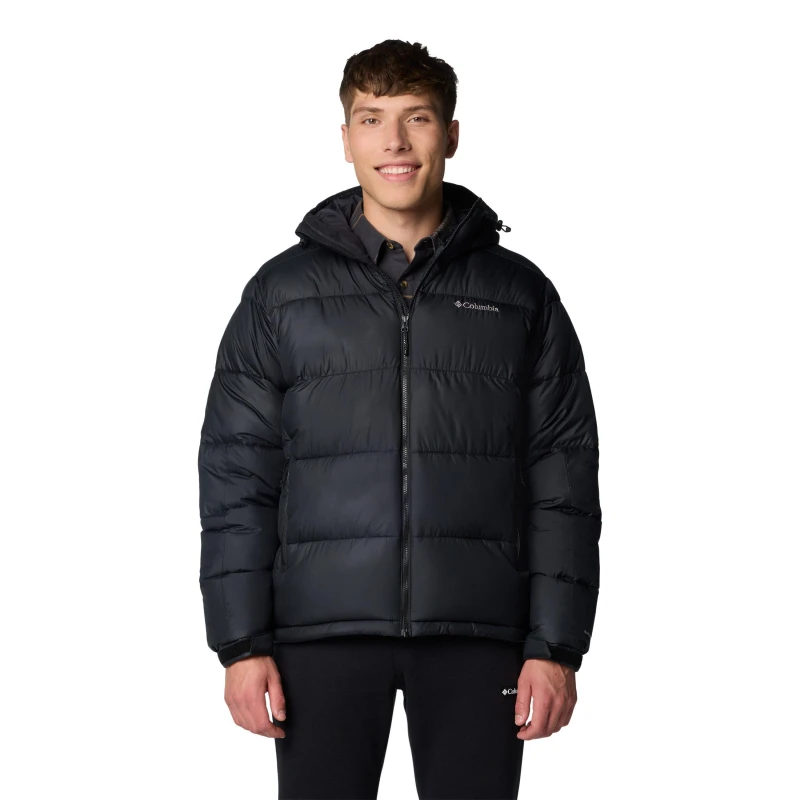 Image of Columbia Mens Pike Lake Hooded Water-Resistant Insulated Puffer Jacket Black male Small