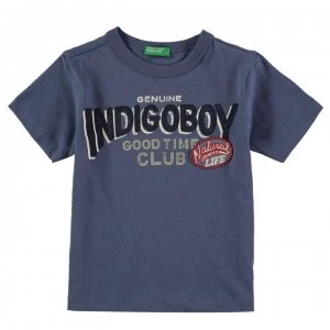 Image of Benetton Child Boys Short Sleeve Logo T-Shirt - Blue