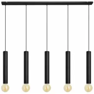 image of Helam Lighting - Helam Tuba Straight Bar Pendant Ceiling Light Black 120cm