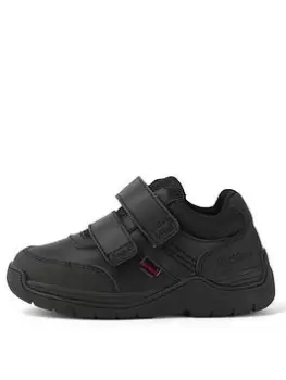 Image of Kickers Stomper Mid Leather School Shoe, Black, Size 2 Older