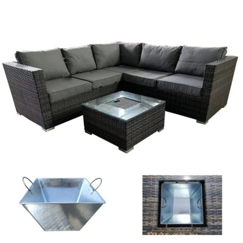 Image of FURNITURE ONE Furniture One - Rattan 9 Seater Modular Outdoor Garden Sofa - Nature - Natural 1x2001-2x2002-1x2003-1x2004-N