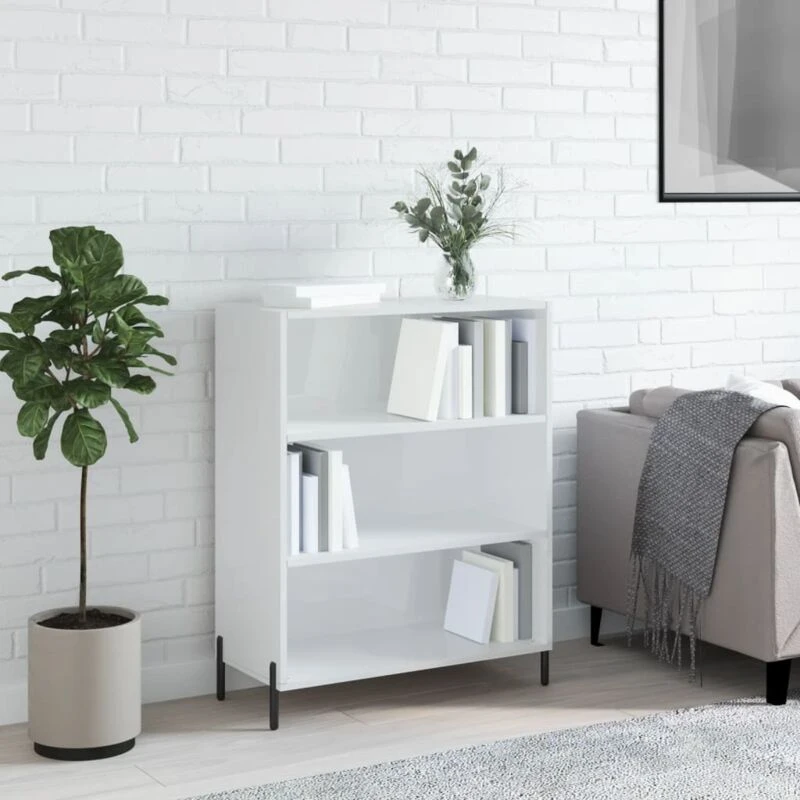 Image of VIDAXL Shelf Cabinet High Gloss White 69.5x32.5x90cm Engineered Wood Vidaxl 8720845866570