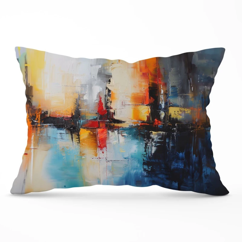 Image of Warren Reed - Designer Reflective Splendour: City In Abstract Cushions Size: 45cm x 45cm Multicolor Unisex 45cm x 45 cm