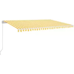 image of Vidaxl - Manual Retractable Awning with LED 500x350cm Yellow and White Yellow