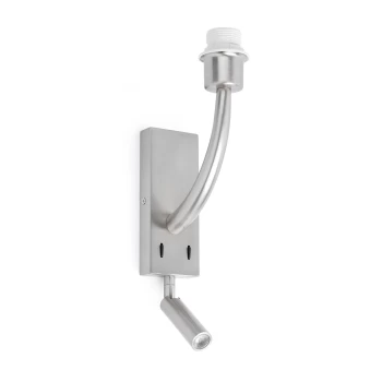 Image of Rem 1 Light Indoor Reading Wall Light Satin Nickel - Shade Not Included, E27