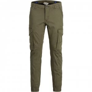 image of Jack and Jones Paul Flake Slim Stretch Cuffed Cargo Pants - Olive Night