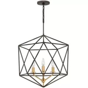 image of 3 Bulb Chandelier Gold Coloured Lamp Holders Metallic Matte Bronze LED E14 60W