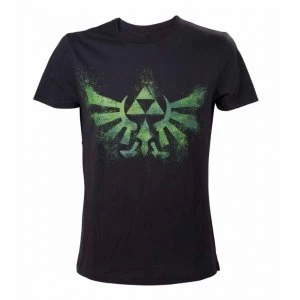 Image of Nintendo Legend of Zelda Distress Green Royal Crest Large T-Shirt