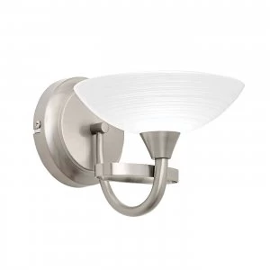 Image of 1 Light Wall Light Satin Chrome with White Painted Glass Shade, G9