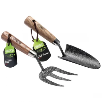 image of Draper 83776 Carbon Steel Heavy Duty Hand Fork and Trowel Set - As...