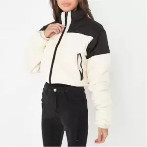 Missguided Colourblock Cropped Puffa Coat - White