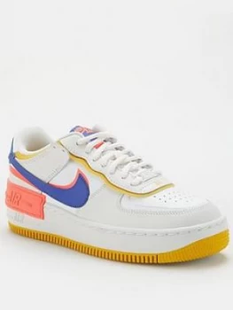 image of Nike Air Force 1 Shadow - White/Blue/Yellow, White/Blue/Yellow, Size 3, Women