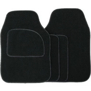 Image of Streetwize Velour Carpet Mat Sets with Coloured Binding - 4 Piece Black