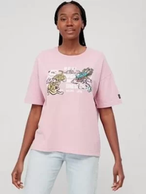 Image of Superdry Vintage Vl Narrative Tee -soft Pink, Size 10, Women