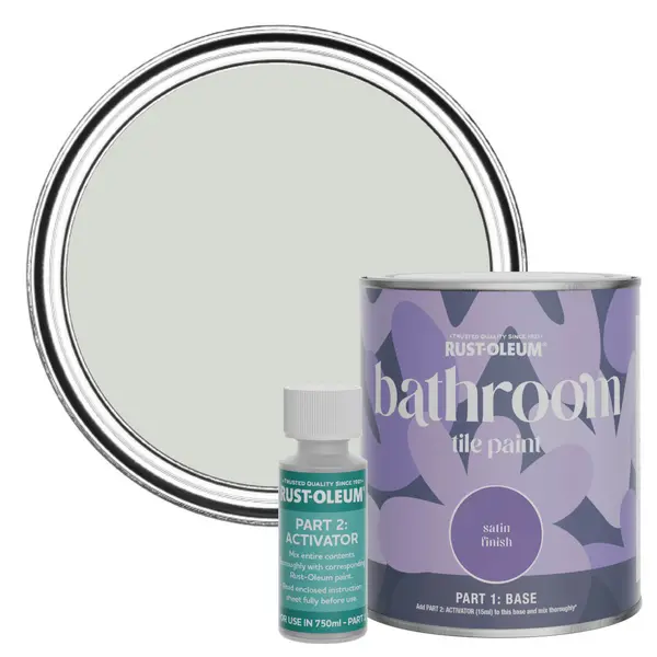 Image of Rust-Oleum Bathroom Tile Paint, Satin Finish - Winter Grey 750ml -