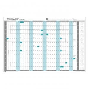 image of Sasco 2020 Wall Planner Mounted with Pen Kit Landscape 915x610mm White