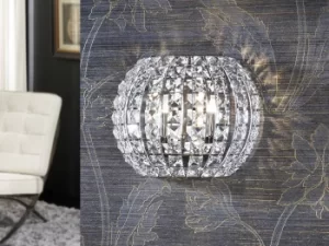 Image of Diamond 2 Light Crystal Wall Lamp Chrome, G9