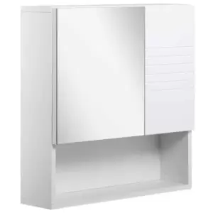 image of Kleankin Bathroom Mirror Cabinet Wall Mount Storage Cabinet With Double Door