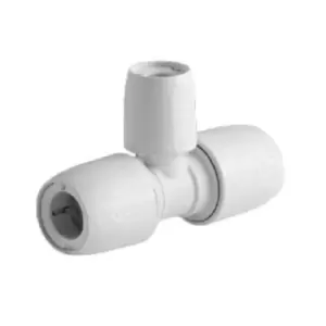 Image of Wavin Hep2O 90 Degree Branch Reduced Tee White 22mm X 22mm X 15mm Push-Fit Hd13/22W