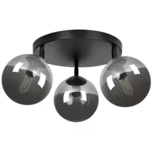 Image of Emibig Tofi Black Globe Ceiling Light with Graphite Glass Shades, 3x E14