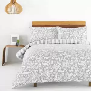 Image of Furn Scandinavian Woodland Grey Duvet Cover and Pillowcase Set Grey