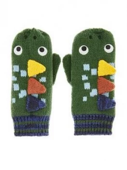 Monsoon Boys Roar Dinosaur Novelty Mittens - Green, Size 6-10 Years