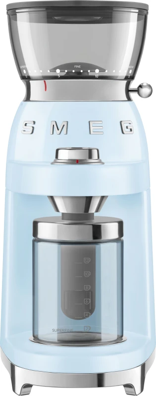 Image of Smeg 50's Style CGF03PBUK Coffee Grinder - Pastel Blue