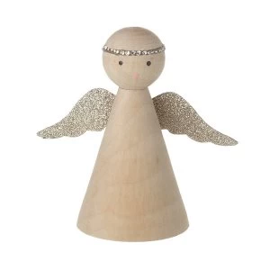 Image of Wooden Angel With Glitter Wings
