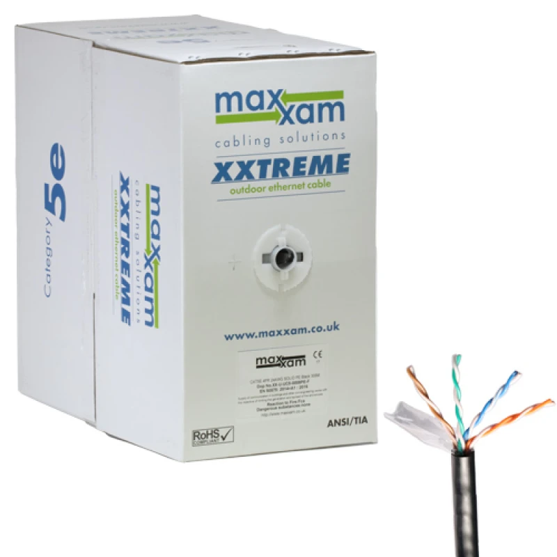 Image of Cablenet Cat5e Black F/UTP Maxxam XXtreme Outdoor 24AWG Cable 305m Ree
