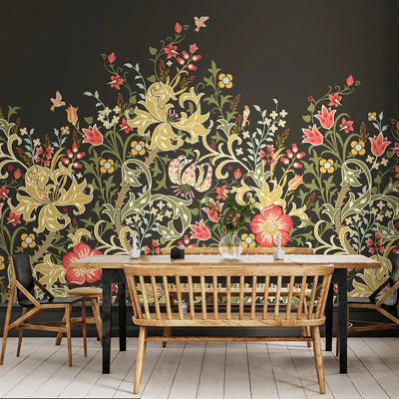 Image of Origin Murals Trailing Lily - Midnight Matt Smooth Paste The Wall Mural 350Cm Wide X 280Cm High