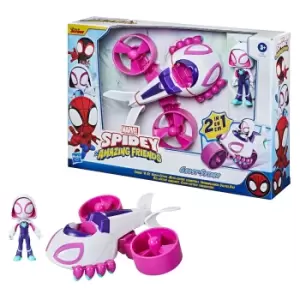 Image of Marvel Spidey and His Amazing Friends 2 in 1 Ghost Copter & Bike