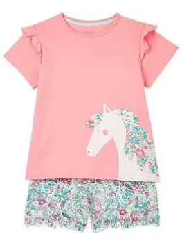 Image of Joules Girls Perlow Disty Floral Shorty Pyjamas -multi, Multi, Size 8 Years, Women