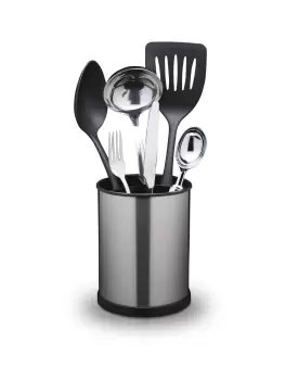 image of Rotating Stainless Steel Finish Utensil Holder