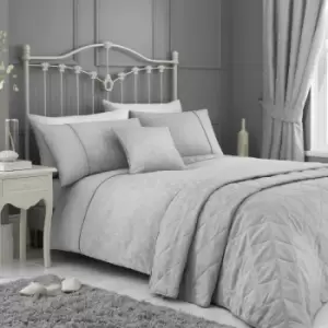 image of Dreams & Drapes Michaela Floral Jacquard Textured Weave Duvet Cover Set, Silver, Double