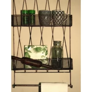 Diamond Wall Shelf With Rail Copper