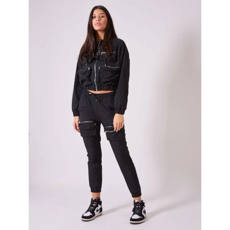 Image of Project X Paris Hooded jacket with relief pockets For Her Project X Paris Noir Female L