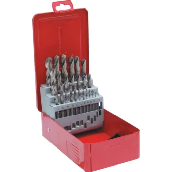 image of 1-13.00MM X 0.5MM HSS Ground Flute Jobber Drill Set - Bright Finish - 25 Pieces