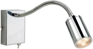 Image of LED 3 Light Flexi Indoor Wall Spotlight (Switched) Chrome