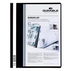 image of Durable DURAPLUS A4 Quotation PVC Folder with Clear Title Pocket Black Pack of 25 Folders